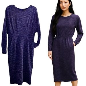 Roeyshouse Blue Marled Dress Long Sleeve Scoop Neck Back Zip Closure Size XL